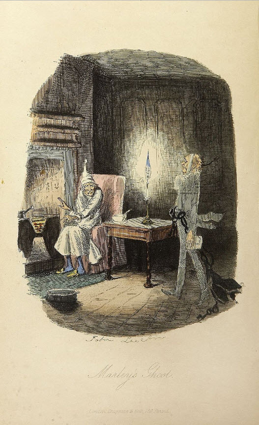 Marley's Ghost from Charles Dickens' "A Christmas Carol In Prose - Being A Ghost Story of Christmas" with Illustrations by John Leech