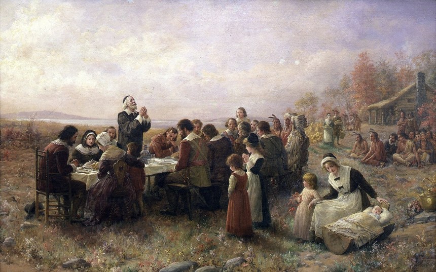 The First Thanksgiving at Plymouth (Jennie Augusta Brownscombe, 1925)