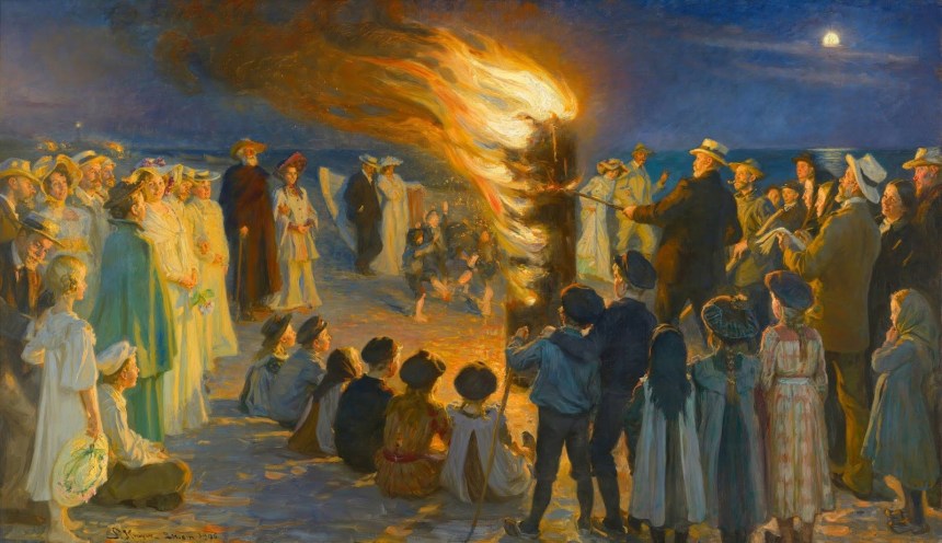 Midsummer Eve Bonfire on Skagen's Beach by P.S. Krøyer