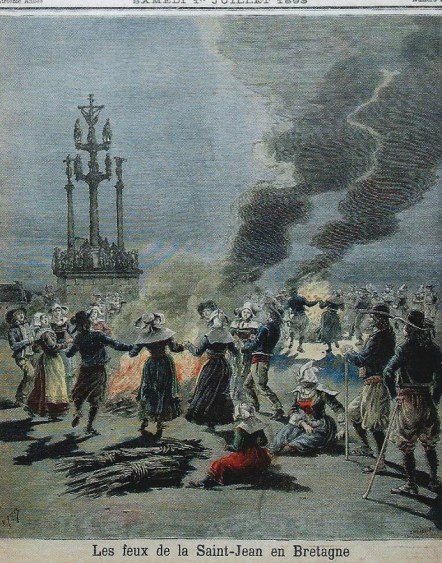 Midsummer-Saint John's Day bonfire festival in Brittany 1883